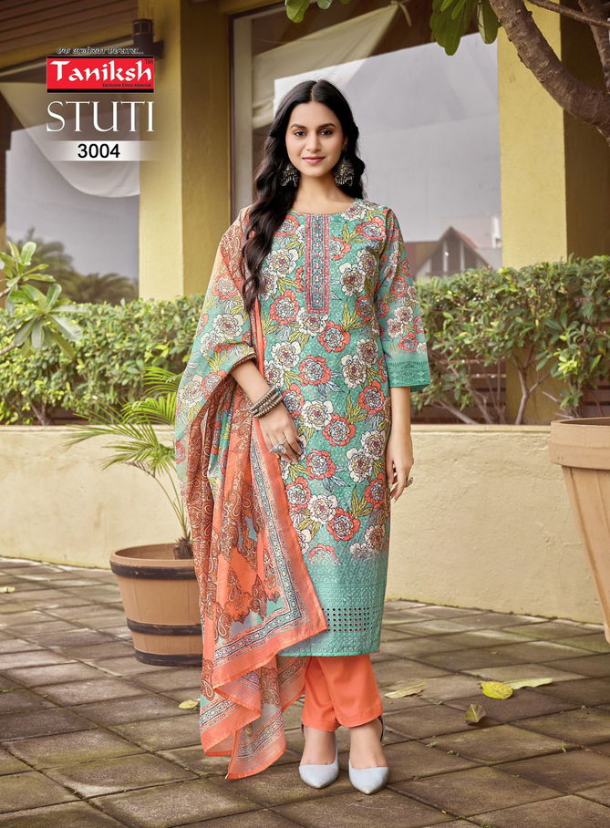 Stuti Vol 3 By Taniksh Embroidery Printed Kurti With Bottom Dupatta Wholesale Price In Surat